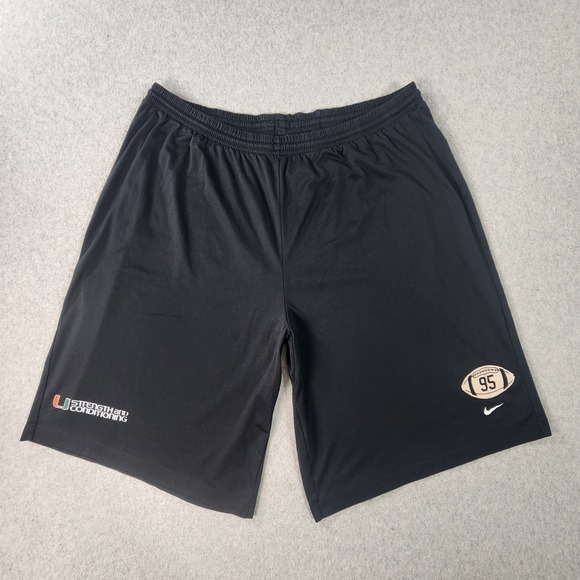 VTG Nike Team Miami Hurricanes UM Strength And Conditioning Shorts Men 3XL Black - Picture 1 of 16